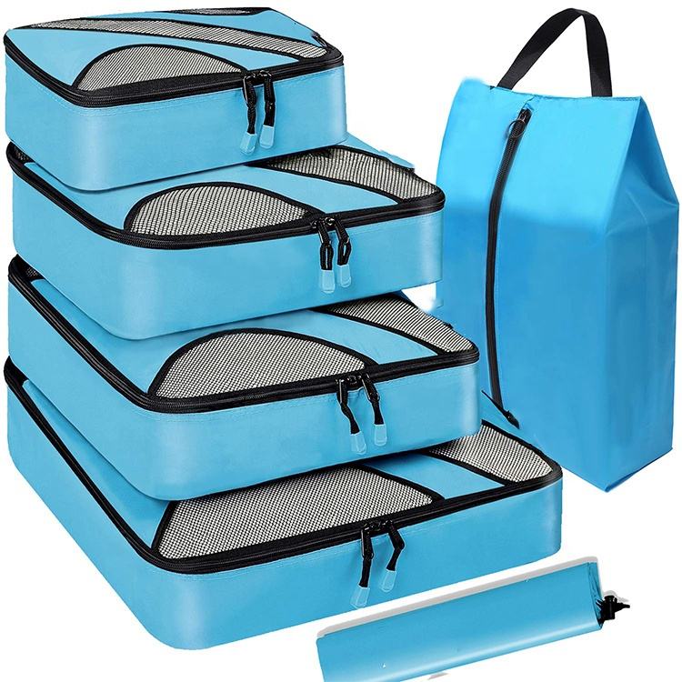 6-teiliges Set, modisches Reise-Kompressionsverpackungswürfel-Organisator zur Aufbewahrung von tragbarem Gepäckverpackungswürfel-Set