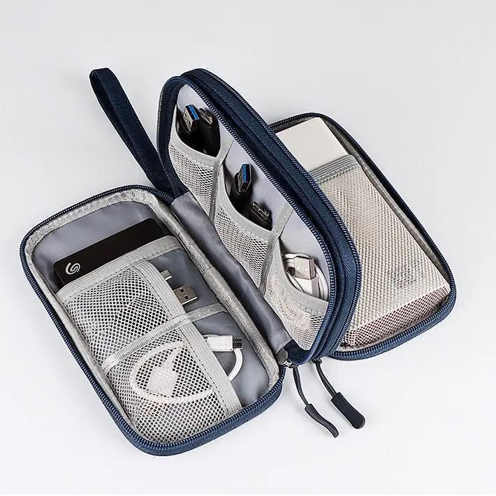Doppelschichtige weiche Reisekabel-Aufbewahrungstasche Wasserdichte Reise-Organizer-Tasche für Festplatten, Telefon, Powerbank und USB-Stick