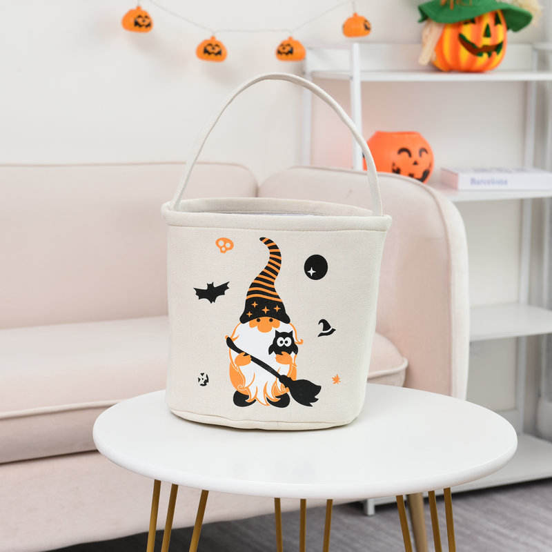 Beliebte Halloween-Dekoration Candy Bucket Lovely Cartoon Printing Süßes oder Saures Tasche für Süßigkeiten Kekse