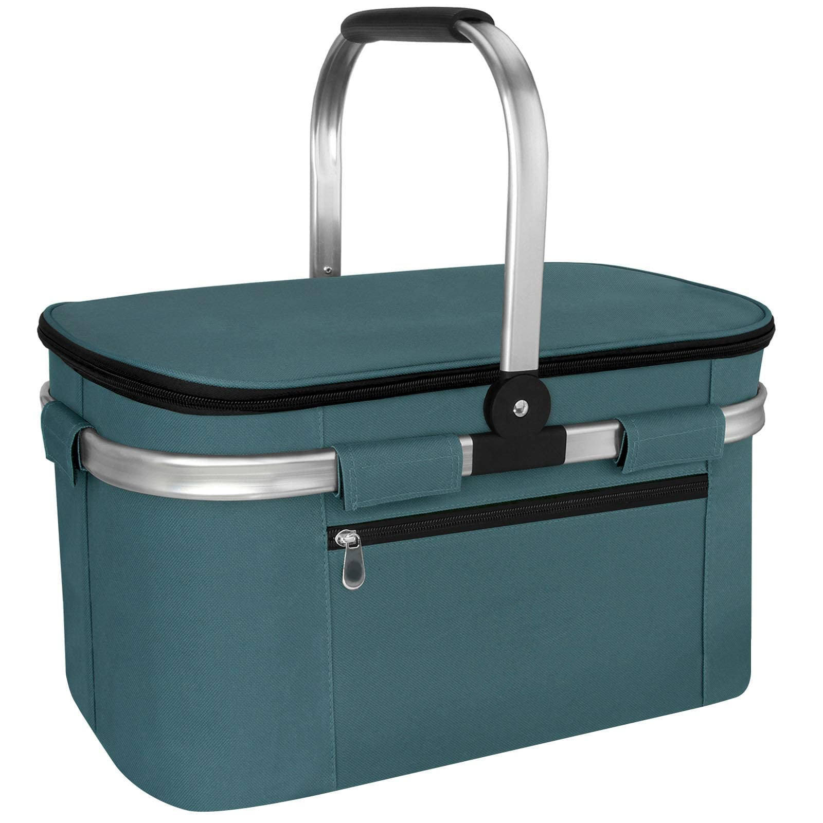Isolierte Kühltasche Picknickkorb auslaufsicher zusammenklappbare tragbare Kühltasche für Reisen, Einkaufen, Camping