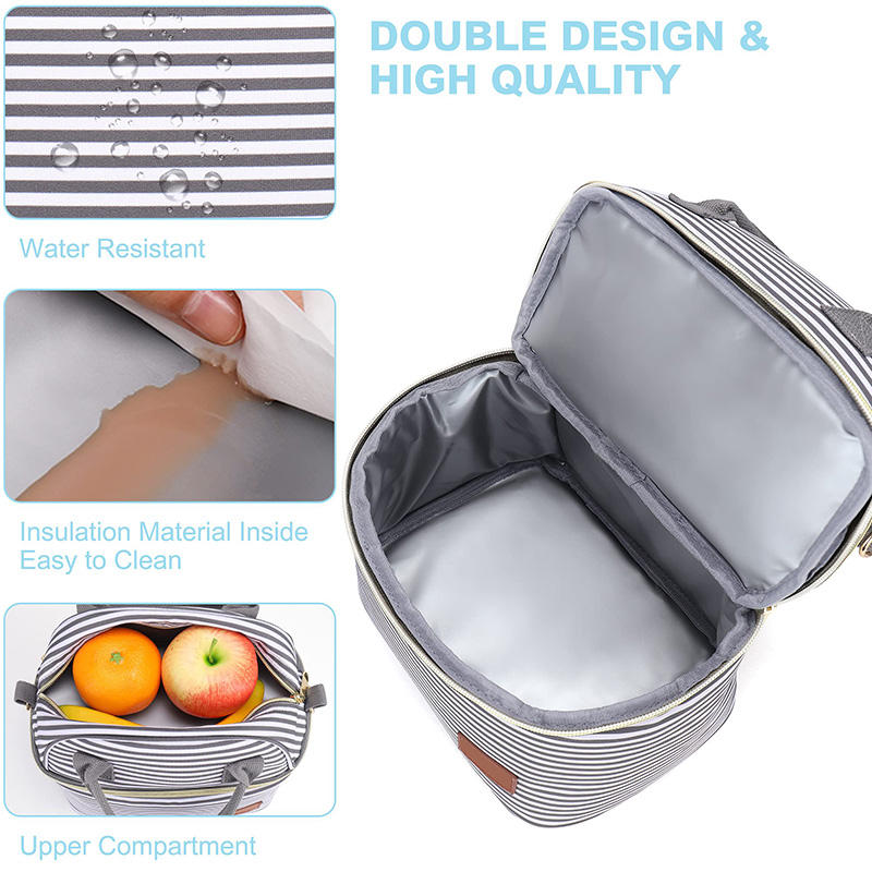 Doppeldecker-Kühltasche, wasserdicht, wiederverwendbar, Lunchbox-Tasche für Büroarbeit, Schule