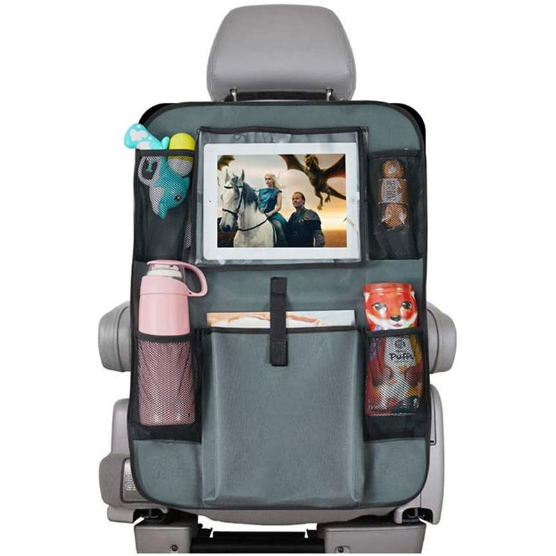 Rücksitz-Auto-Organizer für Kinder, Trittmatten, Abdeckung, Autositzschutz mit Touchscreen, iPad-Halter, Aufbewahrungstaschen, Fahrzeugreisen