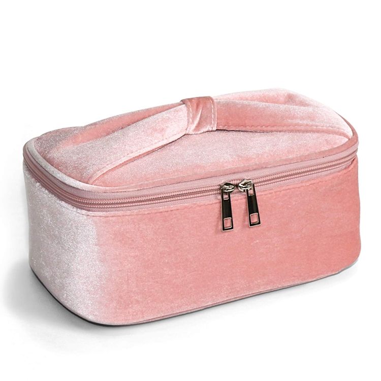 Luxuriöse Samt-Frauen-Make-up-Tasche Tragbare Kosmetik-Aufbewahrungstasche Schöne rosa Farbe Braut-Make-up-Tasche